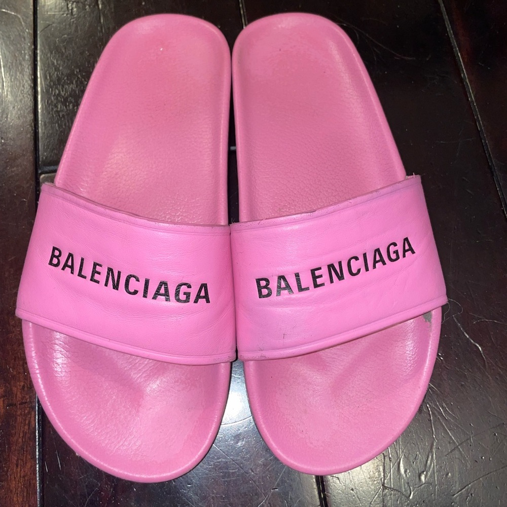 Balenciaga leather slides